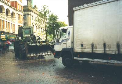 (3) Stolen lorry being dragged away